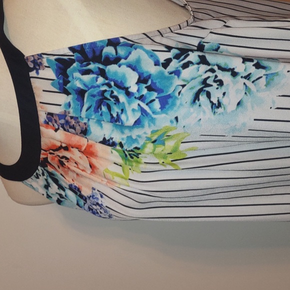 Worthington Halter Sleeveless Floral Stripes Size XL Keyhole Bow in back - Picture 7 of 9